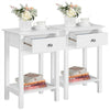 Bedside Tables 2PCs White Nightstands Bedside Cabinets with Shelf & Drawer Home