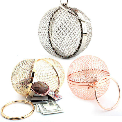 Women Hollow Metal Cross Body Clutch Cage Bag Evening Wedding Ball Handbag UK