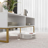 TV Cabinet Wooden TV Stand TV Console Table Centre Table with 2 Open Shelf White