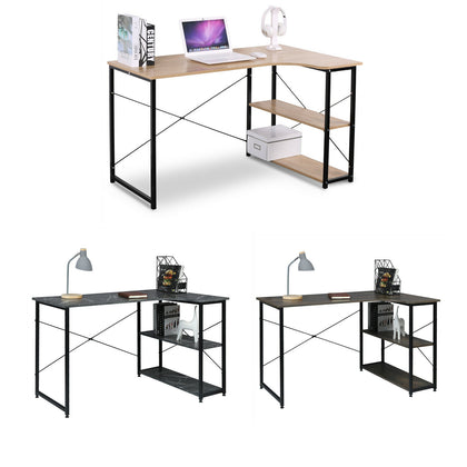 L-Shaped Computer Desk With Shelves Gaming Laptop Table Workstation Home Office