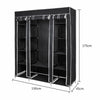Mondeer Grey Canvas Fabric Wardrobe w/ Hanging Rail Clothes Storage Cupboard
