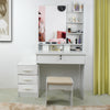 Modern Dressing Table Makeup Desk w/4 Drawer&Sliding Mirror Stool White Bedroom