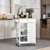 Kitchen Storage Trolley Cart Unit w/ Wood Top Shelves Cupboard Drawer Rail White