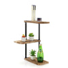 Rustic Wood Corner Shelf Home Display Storage Rack Wall Floating Shelf 3 Tier UK