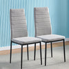 Set of 4 Grey Dining Chairs Kitchen Dinning Room Metal Leg Padded Seat Portable