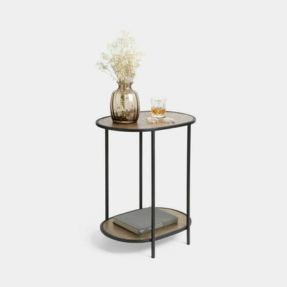 Oval Brass Finish Side Table Living Room Storage Display Furniture