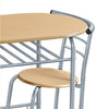 Compact Dining Room Set, 3 Piece Kitchen Breakfast Bar Table with Storage Shelf
