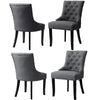 Dining Chair Set of 2/4 Kitchen Linen Upholstered Chairs Button Back Wood Legs