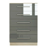 Large Grey Gloss/ Oak 5 Drawer Chest of Drawers - Modern Living Furniture