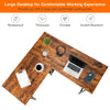 L-Shaped Corner Computer Desk Industrial PC Table Workstation W/ 2 Tier Storage