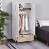 6FT 2-Door Clothes Wardrobe w/ Rail Shelf 2 Drawers Wood Feet Home Storage White
