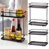 Metal Durable 2 Tie Spice Rack Stand Kitchen Jar Storage Shelf Corner Organiser