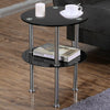 Modern 2 Tier Round Glass Side End Tables Coffee Occasional Sofa Table Black