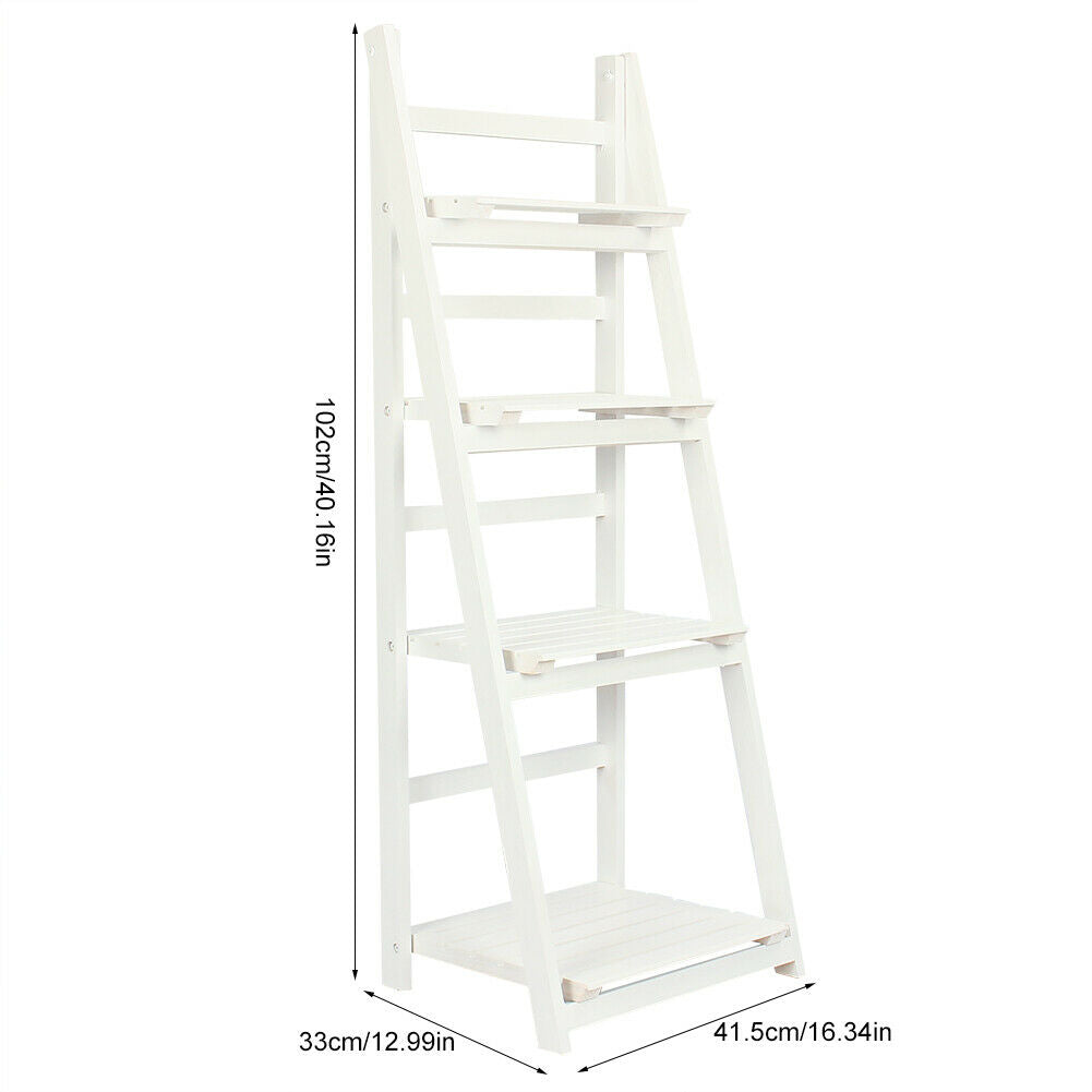 4 TIER FOLDING SHELF LADDER SHELVING UNIT DISPLAY STAND HOME OFFICE STORAGE RACK