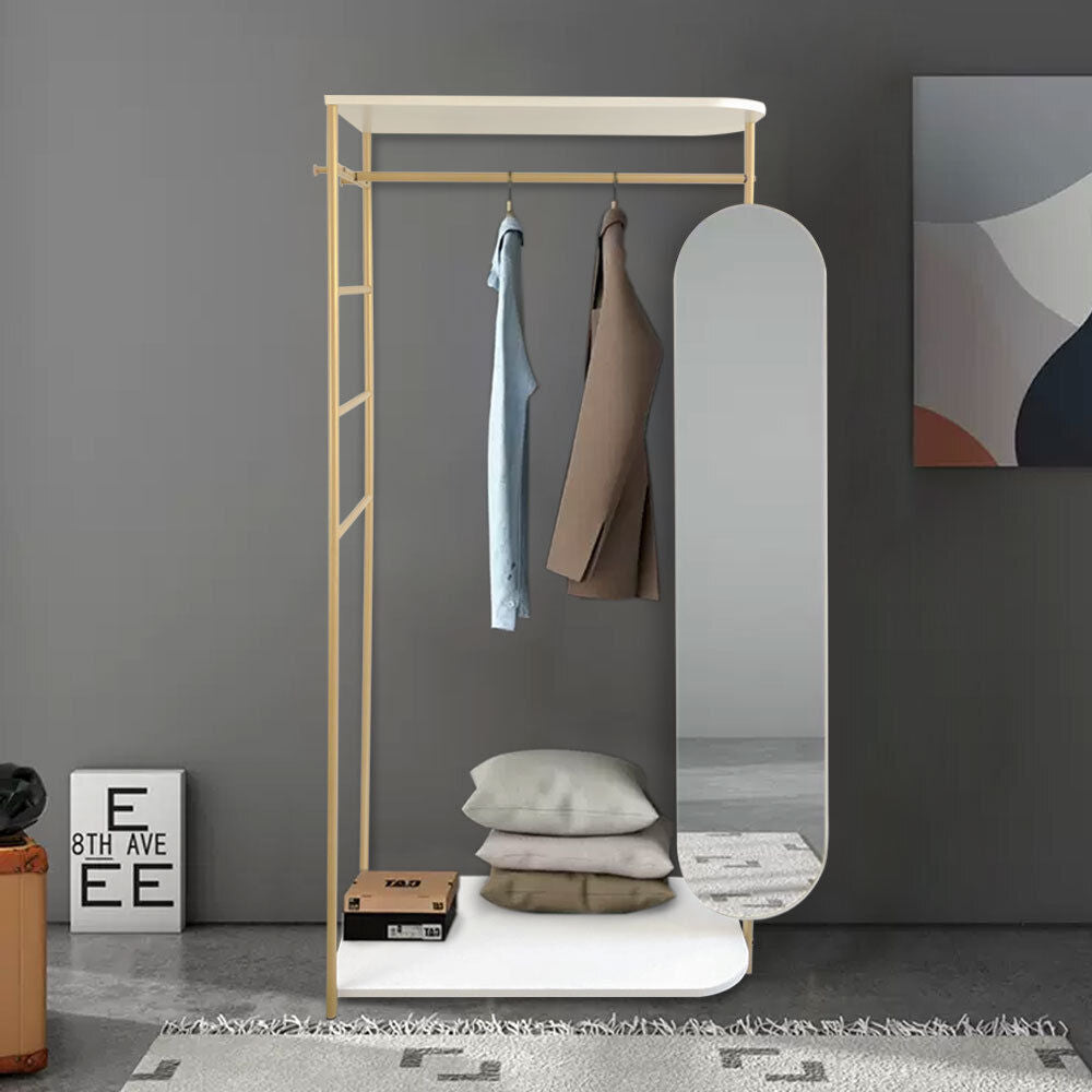 Luxury Gold Clothes Rail Hanging Rack&Mirror Garment Display Stand Sto ...