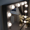LED Dressing Mirror Makeup Table with Stool Drawer Black Bedroom Vanity Unit Set