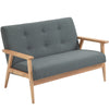 Modern Fabric Upholstery Seat Sofa Tufted 2/3-Seat Couch with Rubberwood Legs