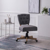 Home Office Swivel Computer Desk Chair Linen Fabric Padded Seat With Wooden Base