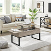 Split Lift-top Coffee Table with Storage Side Drawer&Metal Legs for Living Room