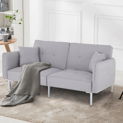 Modern Fabric Grey Sofa Bed 3 Seater Click Clack Living Room Recliner Couch Sofa