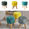 Luxury Padded Wooden Footstool Ottoman Square/Round Pouffe Stool Wood 4 Legs UK