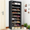 Shoe Rack 10 Tier Cabinet Storage Organiser Stand Shelf 27 Pairs Dustproof Black