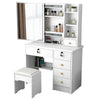 Modern Corner Dressing Table Makeup Desk w/ 6 Drawers & 1 Large Mirror White UK