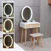 LED Makeup Dressing Table 3 Lights Setting Rectangle Mirror with Drawer Storage