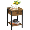 Nightstand Side table Rustic End Table with 1 Drawer and Open Shelf for Bedroom