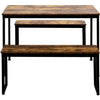 3PCS Dining Table and 2 Benches Set Kitchen Furniture Space-Saving Table Chairs