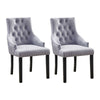 Set of 2 Fabric Dining Chairs Armchair with Knocker Padded Seat Dining Room Grey