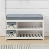 2 Tier Shoe Rack Footwear Stand Padded Seat Storage Bench Woven Baskets Entrance