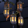 Moroccan Hanging Candle Lantern Retro Hollow Metal Glass Candle Holder Home Deco
