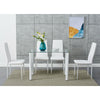 Modern Clear Glass Dining Table and 4 Padded Chairs Set in White Home Furniture