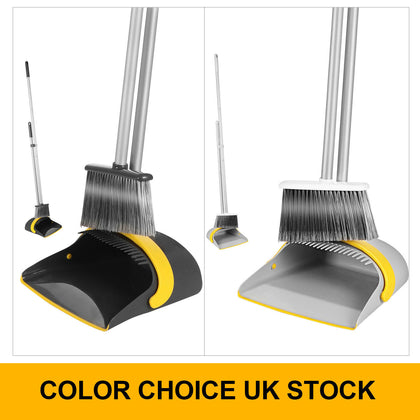 Strong Long Handled Dustpan and Brush Soft Bristles Broom Lobby Dust Pan Set