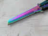 Iridescent Rainbow Practise Balisong Trainer Spring Latch Butterfly Comb