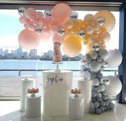 Set of 5 Round Wedding Cylinder Plinth White Pedestal Cake Dessert Stand Decor