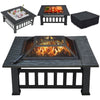 Outdoor Fire Pit BBQ Firepit Brazier Garden Square Table Stove Patio Heater 81cm