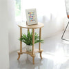 2 Tier 4-Leg Coffee Table Bamboo Side Bedside Table Desk 55cm Tall 40cm Round