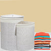 Large Corner Rattan/Wicker Laundry Basket Cloth Lining W/Lid Hamper Storage Bin