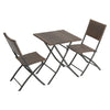 Lightweight Brown Ratten Bistro Set Patio Garden Furniture Table+2Chairs Folding