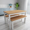 Solid Wooden Dining Table and 2 Benches 4 Seat Set Home Kitchen Room Furniture