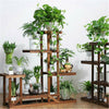 Rustic 6 Tier Wooden Step Shelf Plant Stand Flower Shelving Unit Garden Lawn Hal