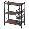 3/4Tier Kitchen Trolley on Wheels Drawer Baskets Rolling Cart Storag Rack Handle