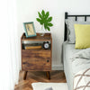 HOOBRO Bedside Tables Nightstand with Door Side Table End Table Pine Legs