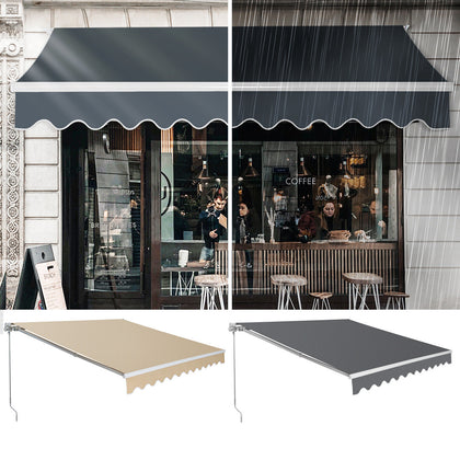 2.5x2m Retractable Patio Awning Manual Outdoor Garden Canopy Sun Shade Shelter