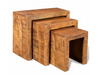Rustic Wooden Nest of Tables Set of 3 Antique Solid Wood Nesting Tables Vintage