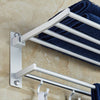 Wall Mounted Towel Rail Foldable Bathroom Towel Holder Shelf Storage Rack Hooks