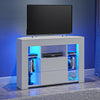 Corner TV Stand Cabinet White High Gloss Door & White Matt Body Unit LED Lights