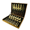 24pcs Cutlery Sets Luxury Copper Spoon Fork Teaspoon Kitchen Dining Flatware Kit